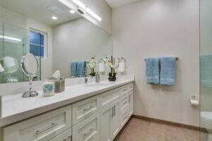 Silestone bathroom white countertop by The Countertop Company